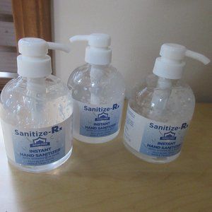 Three 16.9oz Sanitize-RX Hand Sanitizer with Vitamin E & Aloe Vera Pump Top NEW